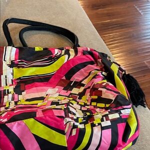Emilio Pucci Pink and Green Abstract Tote